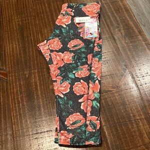LuLaRoe Floral Workout Leggings with Roses